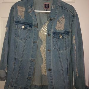 Oversized Distressed Jean Jacket